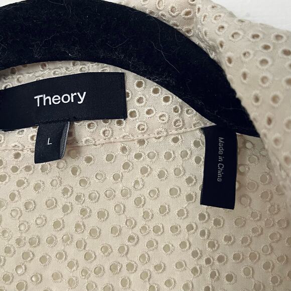 Theory Eyelet Button-Front Top - Size L - Picture 4 of 8